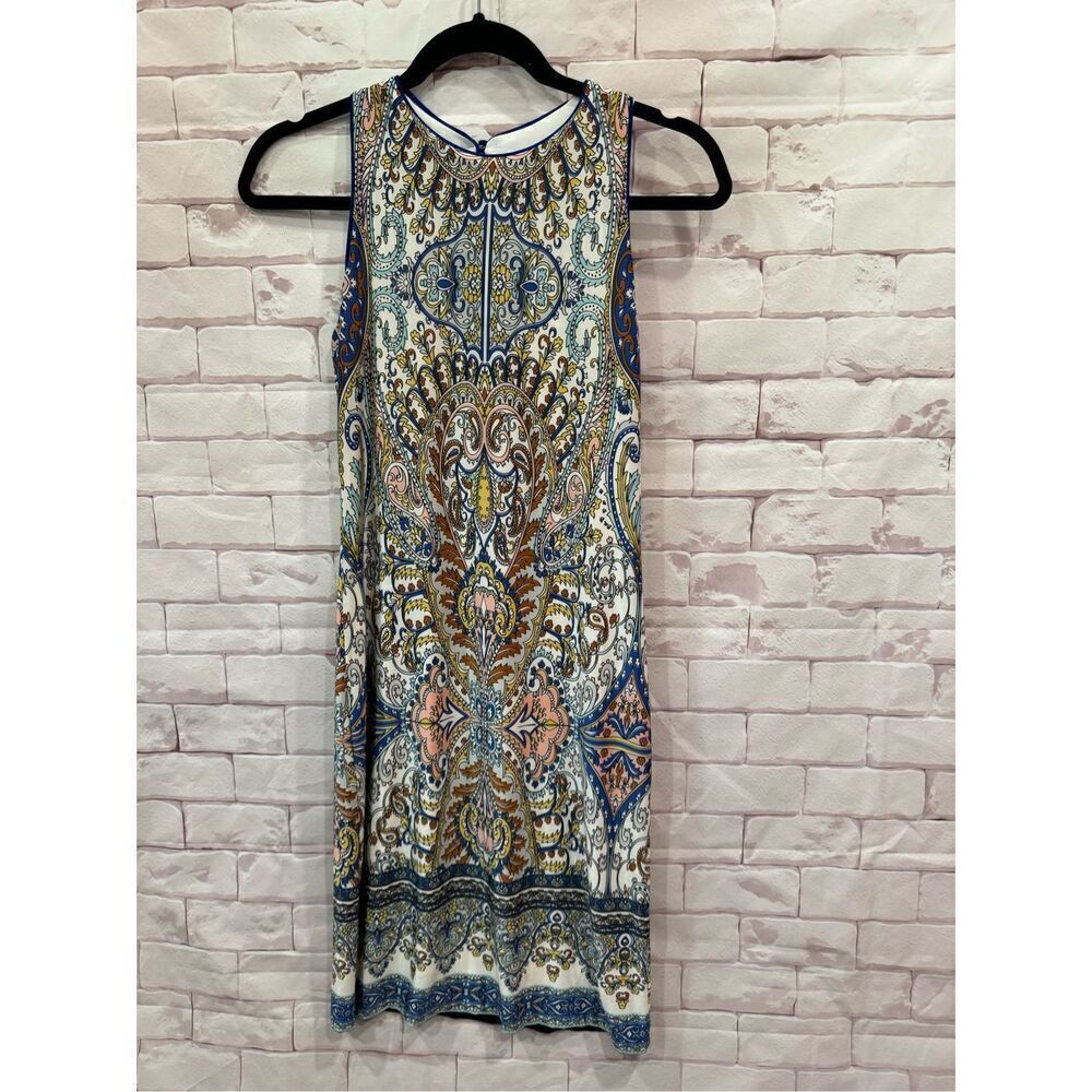 Analili casual sleeve less dress multi color size small
